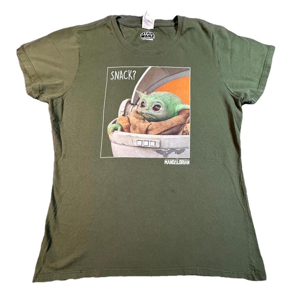 Star Wars Baby Yoda Women’s T-Shirt The Mandalorian Disney “Snack?”